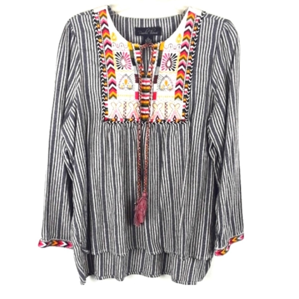 Brandon Thomas Colorful embroidered pheasant tunic